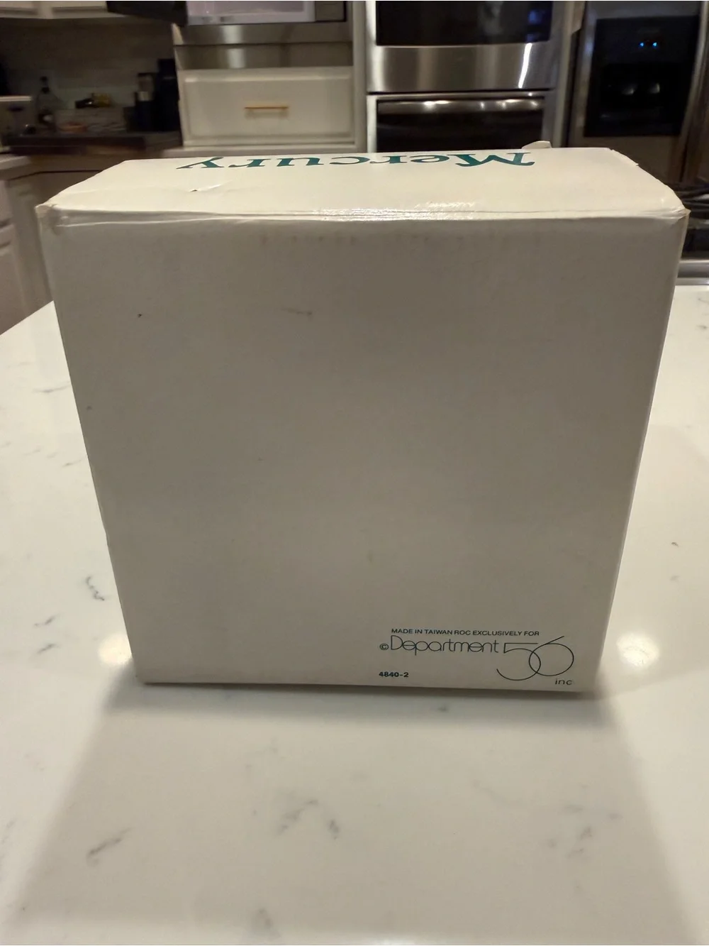 Department 56 Mercury Glass Teal Christmas Ball Ornament 4” w/Original Box VTG